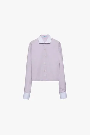 Prada Logo-embroidered Colour-block Cotton-poplin Shirt