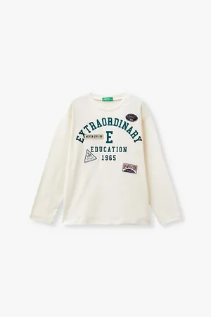 Benetton Graphic-print Long-sleeve Organic-cotton T-shirt 6-14 Years