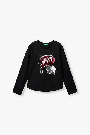 Benetton Sequin-embellished Long-sleeve Organic-cotton T-shirt 6-14 Years