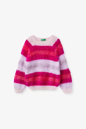 Benetton Fluffy Striped Faux-fur Jumper 18 Months-6 Years