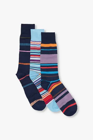 Paul Smith Stripe-pattern Knitted Pack of Three Cotton-blend Socks