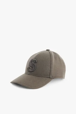 SACAI Curved Peak Embroidered Motif Wool Cap