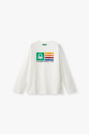 Benetton Graphic-print Long-sleeve Organic-cotton T-shirt 6-14 Years