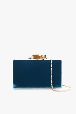 Victoria Beckham Frame Flower Minaudiere Velvet Clutch Bag
