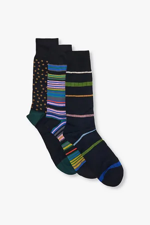Paul Smith Stripe-pattern Knitted Pack of Three Cotton-blend Socks