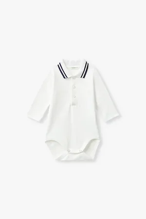 Benetton Stripe-collar Long-sleeve Cotton Vest 1-18 Months