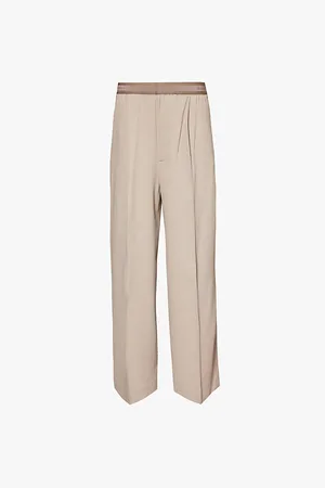 Acne Studios Logo-tape Straight-leg Wool-blend Trousers
