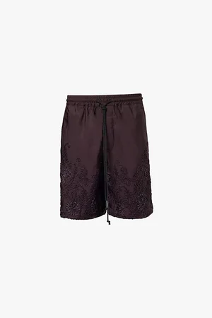 SONG FOR THE MUTE Floral-embroidery Embossed-embellishment Regular-fit Woven Shorts