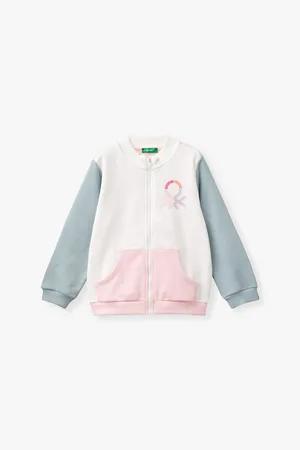 Benetton Glitter-logo Zip-up Cotton Jacket 18 Months-6 Years
