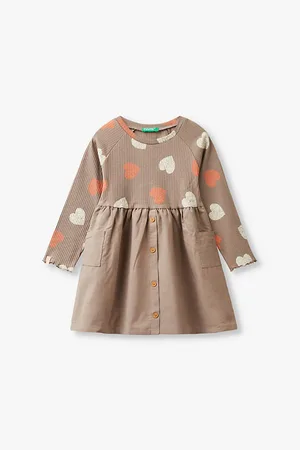 Benetton Heart-print Long-sleeve Stretch Cotton-blend Dress 18 Months-6 Years