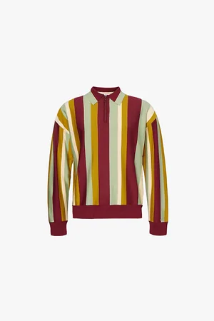 MARTINE ROSE Vertical Stripe Spread-collar Regular-fit Stretch-woven Blend Jumper