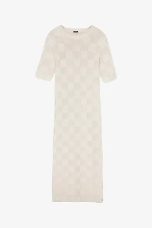 Joseph Vichy Slim-fit Textured Silk and Cotton-blend Maxi Dress