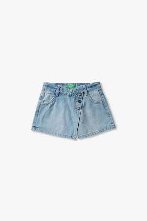 Benetton Asymmetric-waist Regular-fit Denim Shorts 6-14 Years