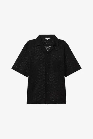 Reiss Elvis Spread-collar Crochet-knit Shirt