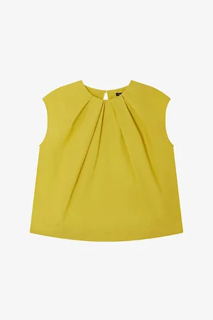 Soeur Annie Gathered-neck Sleeveless Cotton-poplin Blouse