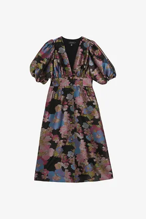 Ted Baker Matsea Button-front Floral-jacquard Woven Midi Dress