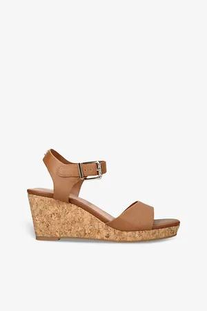 Carvela Sadie Logo-embellished Faux-leather Heeled Wedges
