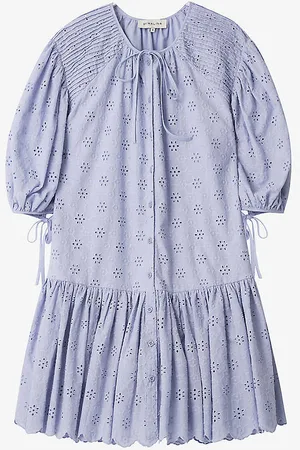 By Malina Allegra Broderie Anglaise Cotton Mini Dress