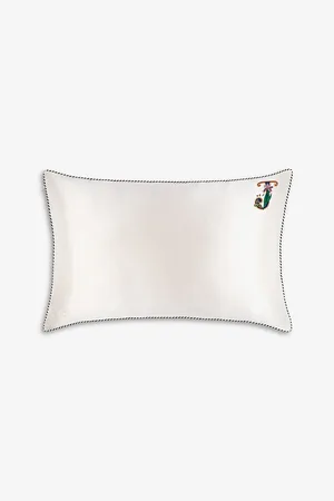 Slip Queen Letter-embroidered Silk Pillowcase 51cm X 76cm