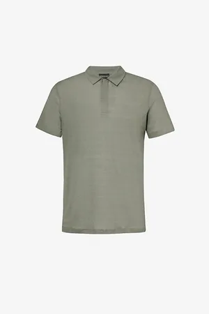 Emporio Armani Stripe-pattern Relaxed-fit Stretch-jersey Polo Shirt