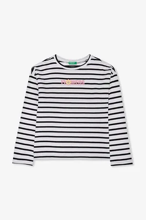 Benetton Bead-embroidered Striped Cotton-jersey T-shirt 6-14 Years