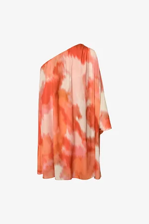 Twist & tango Eileen Graphic-print One-shoulder Satin Mini Dress