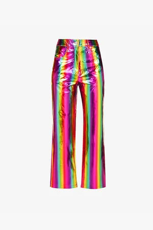 Amy Lynn Rainbow Metallic Straight-leg High-rise Faux Leather Trousers