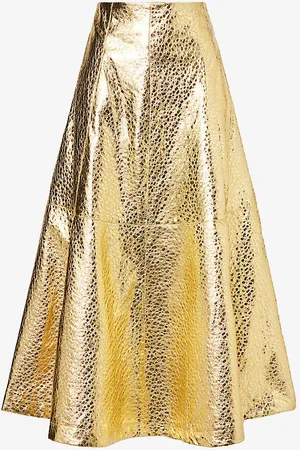 Amy Lynn Flared Faux-leather Midi Skirt