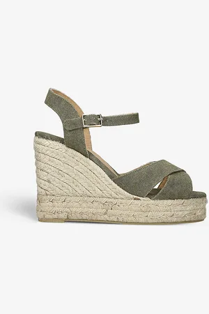 Castaner Blaudel Cross-over Strap Cotton Wedge Espadrilles