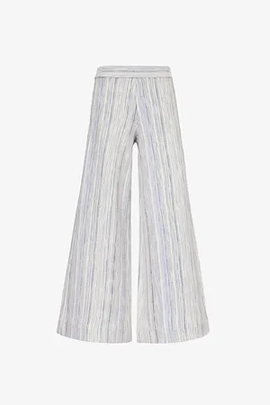 ME AND EM Stripe Wide-leg-high-rise Cotton-blend Trousers