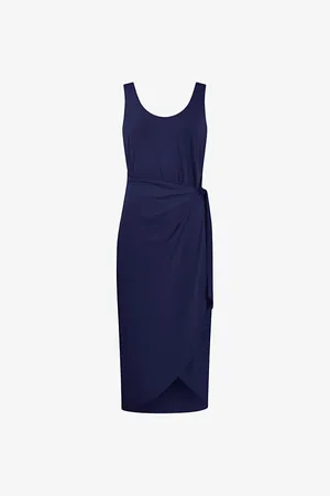Ro&Zo Tie-waist Scoop-neck Jersey Midi Dress