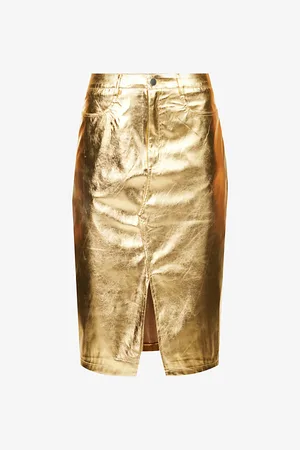 Amy Lynn Lupe Front-slit Faux-leather Midi Skirt