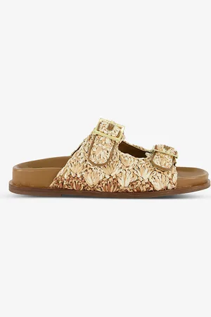 Dune Lolitas Buckle-fastening Flat-sole Raffia Sandals