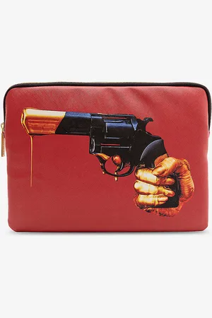 SELETTI Wears Toilerpaper Revolver Faux-leather 13” Laptop Case 34cm X 25cm