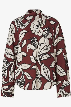 By Malina Savannah Floral-print Draped Satin Blouse