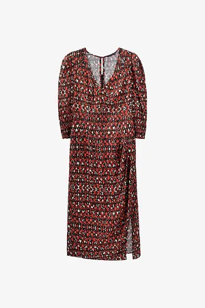 IKKS Ikat-print Metallic Woven Midi Dress