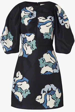 By Malina Primerose Graphic-print Open-front Woven Mini Dress