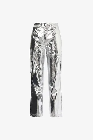 Amy Lynn Utility Metallic Faux-leather Trousers