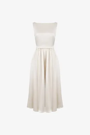 House Of Cb Shayla Gathered-skirt Satin Midi Dress