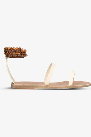 Ancient Greek Sandals Smirni Beaded-anklet Leather Sandals