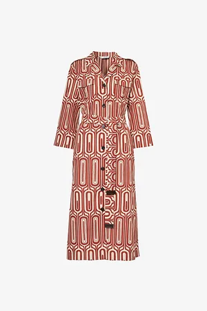 Max Mara Fata Geometric-pattern Cotton Midi Dress