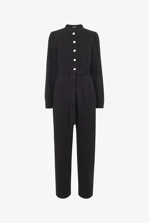 Whistles Andrea Button-up Long-sleeve Cotton Jumpsuit