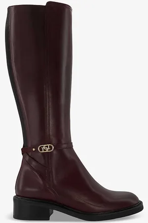 Dune Tia City Logo-badge Leather Knee-high Boots