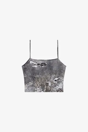 Diesel T-halsy Abstract-print Stretch-woven Top