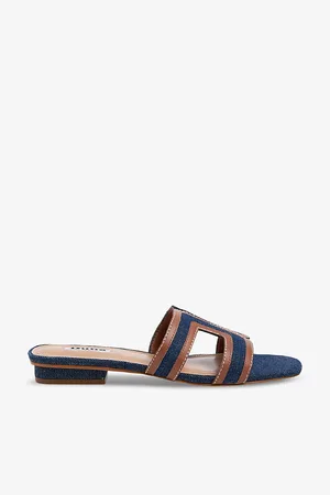 Dune Loupe Open-strap Denim Slider Sandals