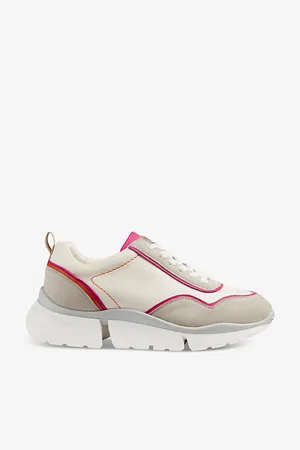 LK Bennett Step Metallic-trim Low-top Leather Trainers