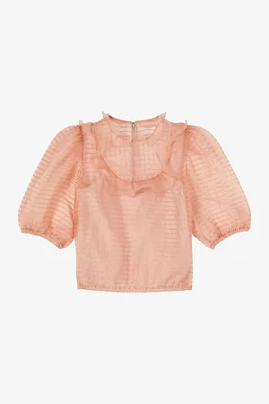 LK Bennett Maddie Puff-sleeve Pintuck Silk Blouse