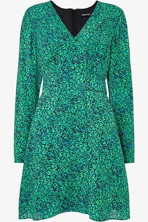 Whistles Lori Floral-print Long-sleeve Woven Mini Dress