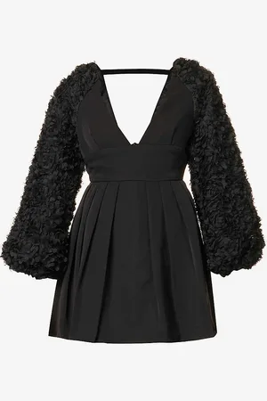 Amy Lynn V-neck Pleated Woven Mini Dress