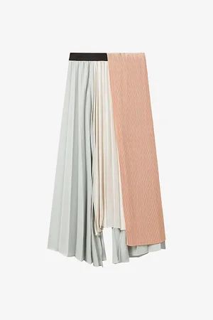 Reiss Maddie Contrast-pleat Woven Midi Skirt